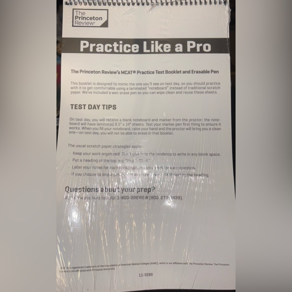 Princeton review MCAT test booklet